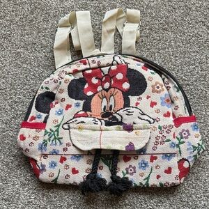 Kids Mini Mouse Floral Backpack - Cream & Red